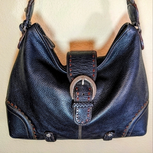 Brighton Black Buckle Shoulder Bag with Braided Strap - Picture 2 of 13